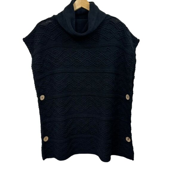 Black Knit Cape Cowlneck Sweater - Picture 5 of 8